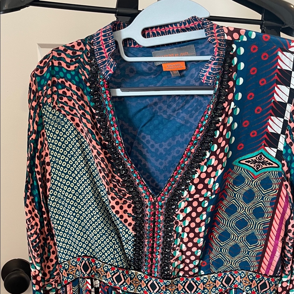 Anthropologie Colorful Patchwork Long Sleeve Dress - Picture 4 of 5
